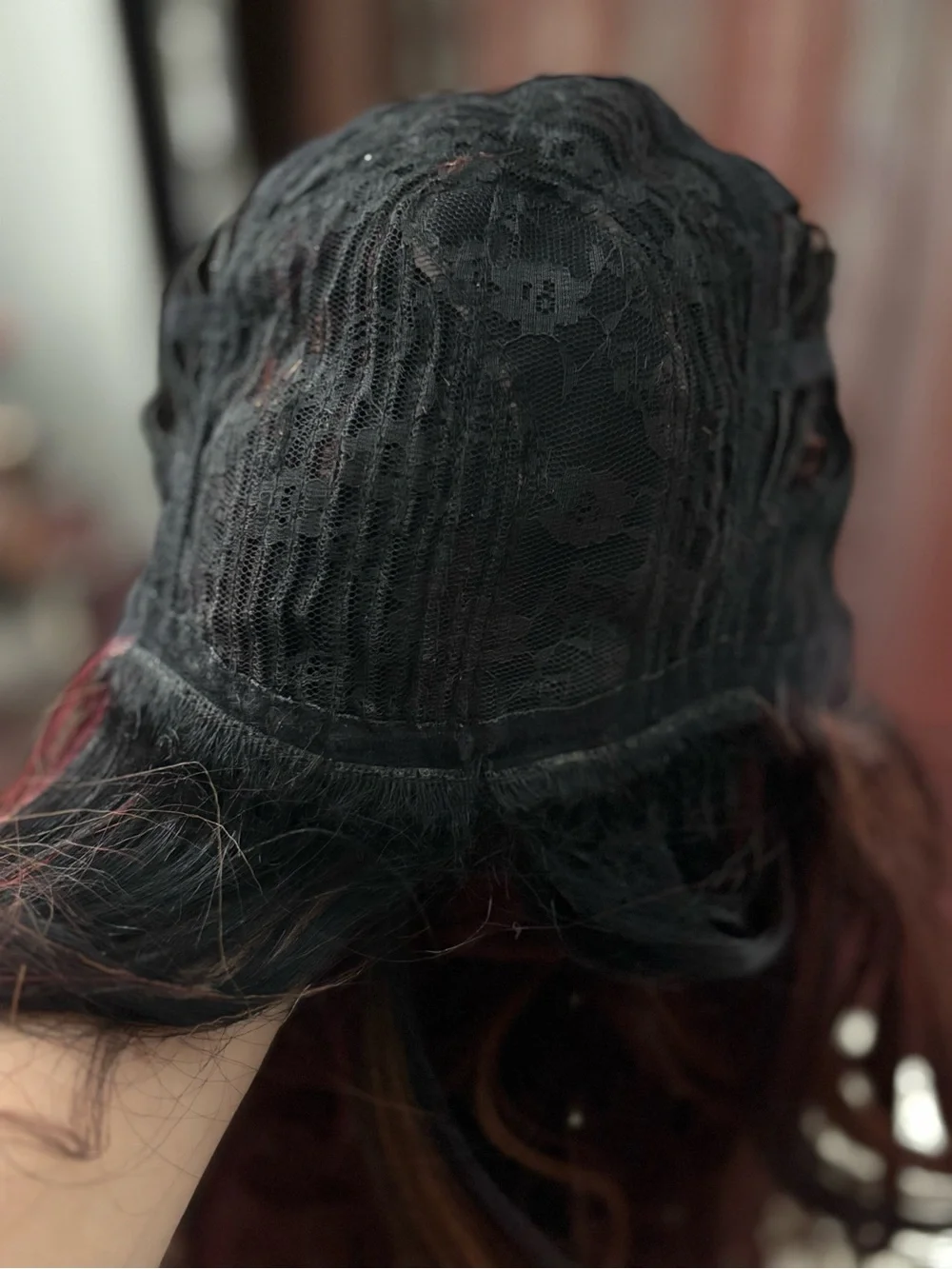 Long Wavy Ombre Lace Front Wig in Black to Burgundy